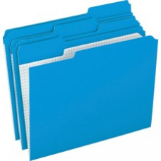 Pendaflex Color Reinforced Top File Folders - Letter - 8 1/2" x 11" Sheet Size - 1/3 Tab Cut - Assorted Position Tab Location - 11 pt. Folder Thickness - Blue - Recycled - 100 / Box