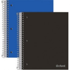 Oxford 3-Subject Poly Notebook - 3 Subject(s) - 150 Sheets - Wire Bound - Wide Ruled Red Margin - 3 Hole(s) - 0.50