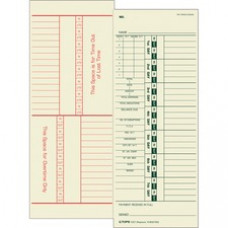 TOPS Numbered Days/Full Payroll Time Cards - Double Sided Sheet - 3 1/2