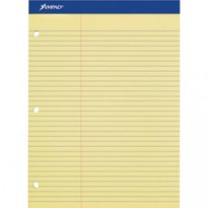 Ampad Perforated 3 Hole Punched Ruled Double Sheet Pads - Letter - 100 Sheets - 0.34