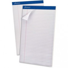 Ampad Perforated Ruled Pads - Legal - 50 Sheets - Stapled - 0.34" Ruled - 20 lb Basis Weight - 8 1/2" x 14" - White Paper - White Cover - Sturdy Back, Header Strip, Pinhole Perforated, Chipboard Backing - 12 / Dozen