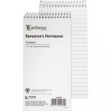 Ampad Earthwise Reporter's Notebook - 70 Sheets - Wire Bound - Front Ruling Surface - 0.34