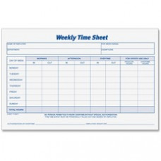 TOPS Weekly Timesheet Form - 100 Sheet(s) - 8 1/2