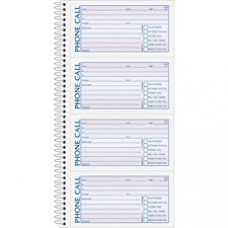 TOPS Carbonless Phone Message Book - Double Sided Sheet - Spiral Bound - 2 Part - Carbonless Copy - 5 1/2