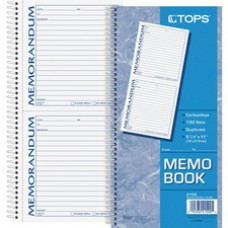 TOPS Memorandum Forms Book - 100 Sheet(s) - Spiral Bound - 2 Part - Carbonless Copy - 5.50