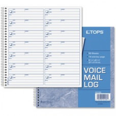 TOPS Voice Message Log Book - 50 Sheet(s) - 24 lb - Spiral Bound - 8 1/2