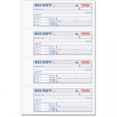 TOPS Money/Rent Receipt Book - 3 Part - Carbonless Copy - 2 3/4" x 7 1/4" Sheet Size - Assorted Sheet(s) - Blue Print Color - 1 Each
