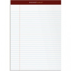 TOPS Docket Gold Legal Ruled White Legal Pads - 50 Sheets - Double Stitched - 0.34" Ruled - 20 lb Basis Weight - 8 1/2" x 11 3/4" - White Paper - Burgundy Binder - Perforated, Hard Cover, Resist Bleed-through, Easy 