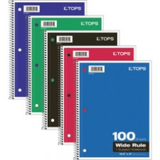 TOPS Wide Rule 1-subject Spiral Notebook - 100 Sheets - Wire Bound - 10 1/2