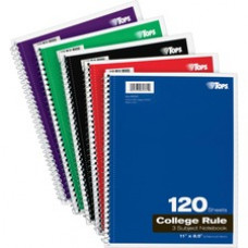 TOPS 3 - subject College Ruled Notebook - Letter - 120 Sheets - Wire Bound - 8 1/2