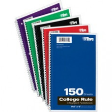 TOPS 3-subject College Ruled Notebook - 150 Sheets - Wire Bound - 9 1/2