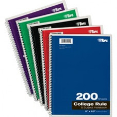 TOPS 5 - subject College - ruled Notebooks - Letter - 200 Sheets - Wire Bound - 8 1/2