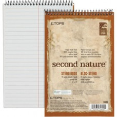 TOPS Second Nature Spiral Steno Notebook - 70 Sheets - Spiral - 0.34