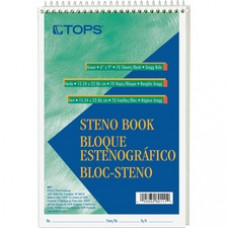 TOPS Green Tint Steno Books - 70 Sheets - Coilock - 15 lb Basis Weight - 6