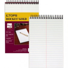 TOPS Docket Gold Spiral Steno Book - 100 Sheets - Coilock - 20 lb Basis Weight - 6