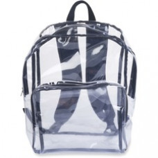 Tatco Carrying Case (Backpack) Notebook - Clear, Black - Vinyl Body - Shoulder Strap - 17.5