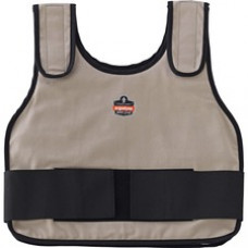 Chill-Its 6235 Standard Cooling Vest - Recommended for: Indoor, Outdoor - Adjustable, Comfortable, Long Lasting, Flexible - Small/Medium Size - Hook & Loop Closure - Cotton, Fabric - Khaki - 1 / Each
