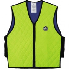 Chill-Its 6665 Evaporative Cooling Vest - Water Repellent, Pocket, Comfortable, Durable, Ventilation, Stretchable, Lightweight, Washable, Breathable, Evaporation Resistant - 3-Xtra Large Size - Polyester, Fabric, Nylon, Mesh - Lime, Black - 1 / Each