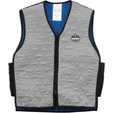 Chill-Its 6665 Evaporative Cooling Vest - Water Repellent, Pocket, Comfortable, Durable, Ventilation, Stretchable, Lightweight, Washable, Breathable, Evaporation Resistant - Medium Size - Polyester, Fabric, Nylon, Mesh - Black, Gray - 1 / Each