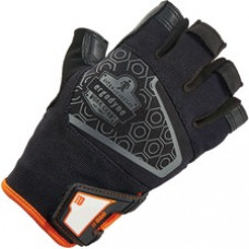 ProFlex 860 Heavy Lifting Utility Gloves - Medium Size - Black - Half Finger Design, Padded Palm, Reinforced Thumb, Breathable, Brow Wipe Thumb, Molded, Hook & Loop Closure, ID Tab, Pull-on Tab, Durable - For Heavy Lifting - 1 - 1