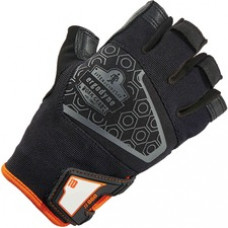 ProFlex 860 Heavy Lifting Utility Gloves - Extra Large Size - Black - Half Finger Design, Padded Palm, Reinforced Thumb, Breathable, Brow Wipe Thumb, Molded, Hook & Loop Closure, ID Tab, Pull-on Tab, Durable - For Heavy Lifting - 1 - 1.25