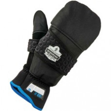 ProFlex 816 Thermal Flip-Top Gloves - Thermal Protection - Small Size - Black - Weather Resistant, Cold Resistant, Durable, Reinforced Palm Pad, Reinforced Thumb, Flexible, Elastic Cuff, Pull-on Tab, ID Tab, Brow Wipe Thumb, Reflective Accent, ... - For C