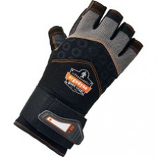 ProFlex 910 Half-Finger Impact Gloves + Wrist Support - Small Size - Black - Anti-Vibration, Shock Resistant, Impact Resistant, Wrist Support, Half Finger Design, Breathable, Knitted, Reinforced Thumb, Molded, Hook & Loop Closure, ID Tab, ... - 1 - 1.75