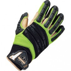 ProFlex 924LTR Leather-Reinforced Hybrid DIR Gloves - Small Size - Lime - Impact Resistant, Reinforced, Flexible, Padded Palm, Reinforced Thumb, Reinforced Fingertip, High Visibility, Breathable, Molded, Hook & Loop Closure, Debris Resistant, ... - 1 - 2