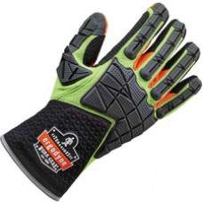 ProFlex 925F(x)Standard Dorsal Impact-Reducing Gloves - Small Size - Lime - Impact Resistant, High Visibility, Non-slip Grip, Grip Dots, Reinforced Thumb, Reinforced Index Finger, Breathable, Padded Cuff, Reflective Binding, Pull-on Tab, Durable - 1 - 2