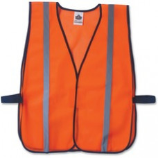 GloWear Orange Standard Vest - High Visibility, Comfortable, Machine Washable, Reusable, Breathable, Hook & Loop Closure, Reflective - Fabric, Polyester Mesh - Orange - 1 / Each