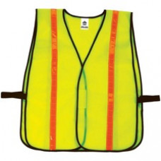 GloWear 8040HL Non-Certified Hi-Gloss Vest - Reflective - Hook & Loop Closure - Polyester Mesh - Lime - 1 Each