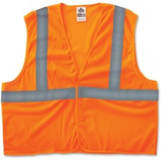 GloWear Class 2 Orange Super Econo Vest - Reflective, Machine Washable, Lightweight, Hook & Loop Closure - 2-Xtra Large/3-Xtra Large Size - Polyester Mesh - Orange - 1 / Each