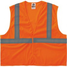 GloWear 8205HL Super Econo Mesh Vest - Recommended for: Construction, Emergency, Warehouse, Baggage Handling - Lightweight, High Visibility, Reflective - 4-Xtra Large/5-Xtra Large Size - Hook & Loop Closure - Polyester Mesh, Mesh Fabric - Orange - 1 / Eac