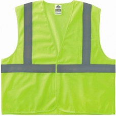 GloWear 8205HL Super Econo Mesh Vest - Recommended for: Construction, Emergency, Warehouse, Baggage Handling - Lightweight, High Visibility, Reflective - Extra Small Size - Hook & Loop Closure - Polyester Mesh, Mesh Fabric - Lime - 1 / Each