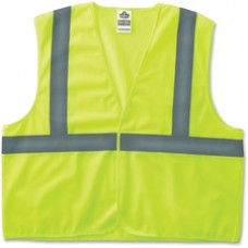 GloWear Class 2 Lime Super Econo Vest - Reflective, Machine Washable, Lightweight, Hook & Loop Closure - Small/Medium Size - Polyester Mesh - Lime - 1 / Each