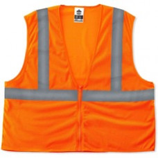 GloWear 8210Z Type R Economy Mesh Vest - Recommended for: Utility, Construction, Baggage Handling, Emergency, Warehouse - Reflective, Breathable, Lightweight, High Visibility, Machine Washable - 4-Xtra Large/5-Xtra Large Size - Zipper Closure - Polyester 