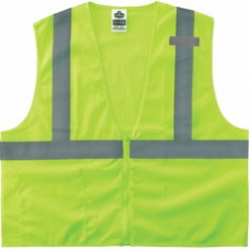 GloWear 8210Z Type R Economy Mesh Vest - Recommended for: Utility, Construction, Baggage Handling, Emergency, Warehouse - Reflective, Pocket, Breathable, Lightweight, High Visibility, Machine Washable, Mic Tab - Extra Small Size - Zipper Closure - Polyest