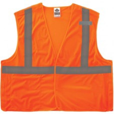 GloWear 8215BA Breakaway Mesh Vest - Recommended for: Construction, Emergency, Warehouse, Baggage Handling - High Visibility, Machine Washable, Breathable, Lightweight, Pocket - Extra Small Size - Hook & Loop Closure - Polyester Mesh - Orange - 1 / Each
