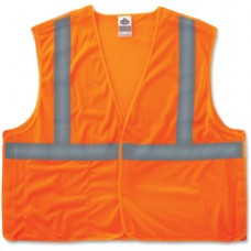 GloWear Orange Econo Breakaway Vest - Reflective, Machine Washable, Lightweight, Hook & Loop Closure, Pocket - Small/Medium Size - Polyester Mesh - Orange - 1 / Each