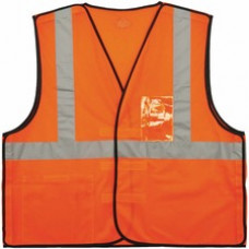 GloWear Type R C2 Breakaway Mesh Vest - Recommended for: Utility, Construction, Baggage Handling, Emergency, Warehouse - Reflective, Pocket, Breathable, Lightweight, Badge Holder - Small/Medium Size - Hook & Loop Closure - Polyester Mesh, Mesh Fabric - Or