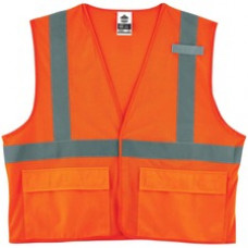 GloWear 8220HL Type R Class 2 Standard Mesh Vest - Pocket, Mic Tab, Reflective - 2-Xtra Large/3-Xtra Large Size - Hook & Loop Closure - Mesh Fabric, Polyester Mesh - Orange - 1 Each