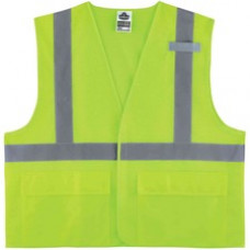 GloWear 8220HL Type R Class 2 Standard Mesh Vest - Pocket, Mic Tab, Reflective - Large/Extra Large Size - Hook & Loop Closure - Mesh Fabric, Polyester Mesh - Lime - 1 Each