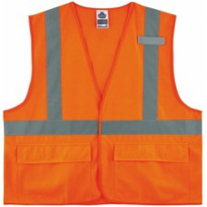 GloWear 8225HL Type R Class 2 Standard Solid Vest - Pocket, Mic Tab, Reflective - Small/Medium Size - Hook & Loop Closure - Fabric, Polyester - Orange - 1 Each