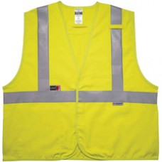 GloWear 8261FRHL Hi-Vis FR Safety Vest - Class 2, Dual Compliant - Recommended for: Accessories, Petrochemical, Electrical, Oil & Gas, Refinery - Machine Washable, Reflective, Breathable, Mic Tab, Fire Resistant, Moisture Resistant, Interior Pocket, Pen S