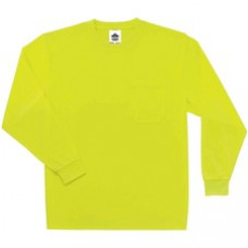 GloWear 8091 Non-Certified Long Sleeve T-Shirt - Small Size - Polyester - Lime