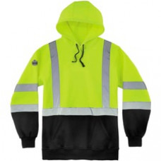 GloWear Pullover Hi-Vis Hooded Sweatshirt - 3XL Size Pull Over - Hood Collar - Black, Lime - Polar Fleece