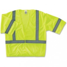 GloWear Class 3 Lime Economy Vest - Reflective, Machine Washable, Lightweight, Pocket, Hook & Loop Closure - Large/Extra Large Size - Polyester Mesh - Lime - 1 / Each
