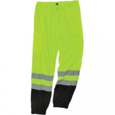 GloWear 8910BK Class E Bottom Hi-Vis Pants - Small/Medium Size - Lime, Black - Polyester Mesh