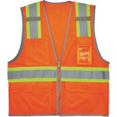 GloWear 8246Z Two-Tone Mesh Vest Type R, Class 2 - Recommended for: Baggage Handling - Machine Washable, Mic Tab, Reflective Strip, Breathable, Lightweight, Badge Holder, Reflective Piping, Two-tone, High Visibility, Interior Pocket - Small/Medium Size - 
