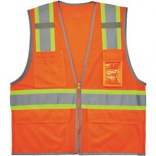 GloWear 8246Z Two-Tone Mesh Vest Type R, Class 2 - Recommended for: Baggage Handling - Machine Washable, Mic Tab, Reflective Strip, Breathable, Lightweight, Badge Holder, Reflective Piping, Two-tone, High Visibility, Interior Pocket - Extra Small Size - Z